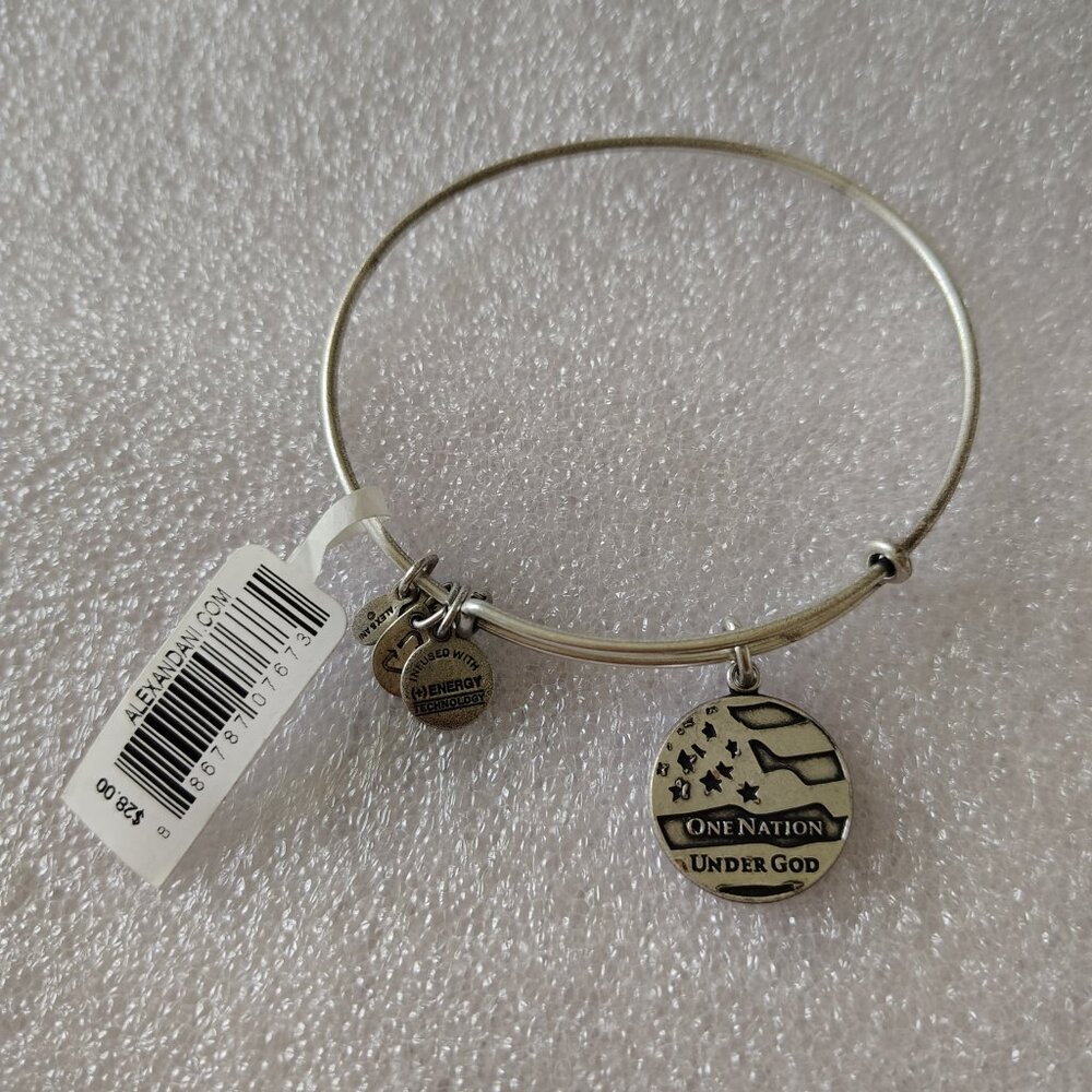 Alex And Ani One Nation Under God Silver Charm Bracelet Bangle Freedom USA  573
